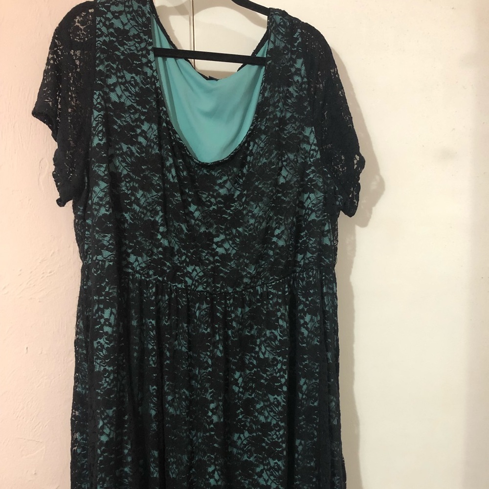 Teal and Black lace dress